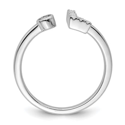14K Weißgold Ring mit 0,125 ct. Laborgezüchteten Diamanten VS/SI+ G+, Initialbuchstabe „L", verstellbar