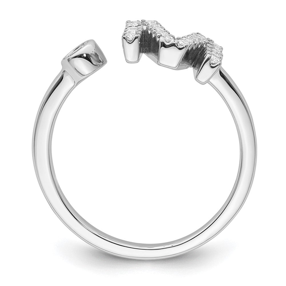 14K Weißgold Ring mit 0,25 ct. Laborgezüchteten Diamanten VS/SI+ G+ Initiale M, verstellbar