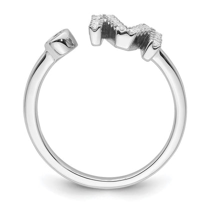 14K Weißgold Ring mit 0,25 ct. Laborgezüchteten Diamanten VS/SI+ G+ Initiale M, verstellbar