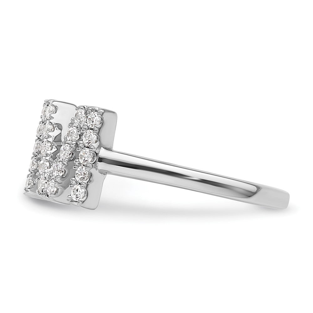 14K Weißgold Ring mit 0,25 ct. Laborgezüchteten Diamanten VS/SI+ G+ Initiale M, verstellbar