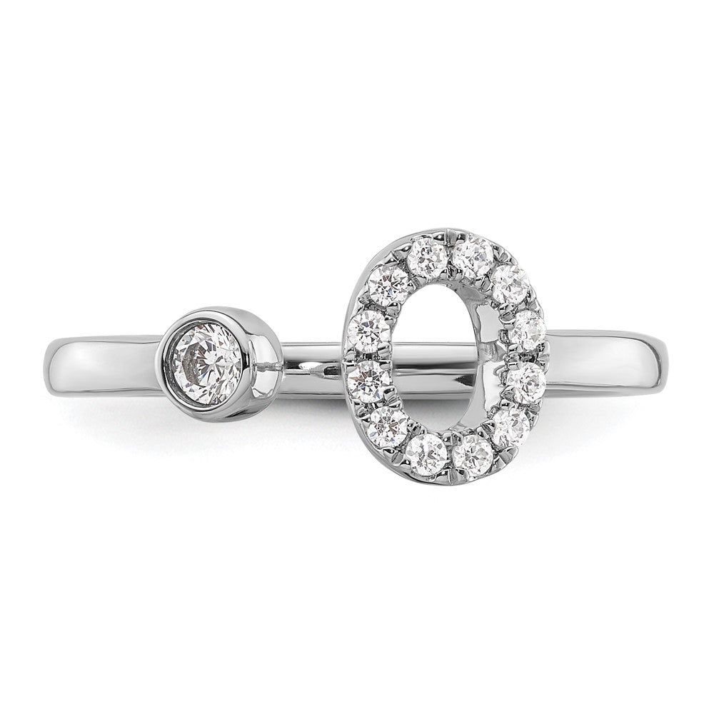 14K Weißgold Ring mit 0,2 ct. laborgezüchtetem Diamanten VS/SI+ G+, Initialbuchstabe „O", verstellbar