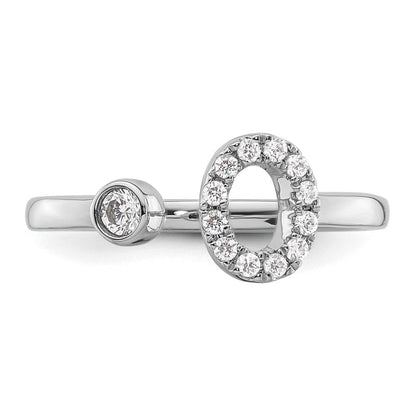 14K Weißgold Ring mit 0,2 ct. laborgezüchtetem Diamanten VS/SI+ G+, Initialbuchstabe „O", verstellbar