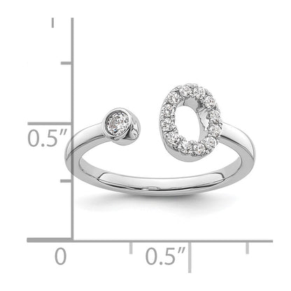 14K Weißgold Ring mit 0,2 ct. laborgezüchtetem Diamanten VS/SI+ G+, Initialbuchstabe „O", verstellbar