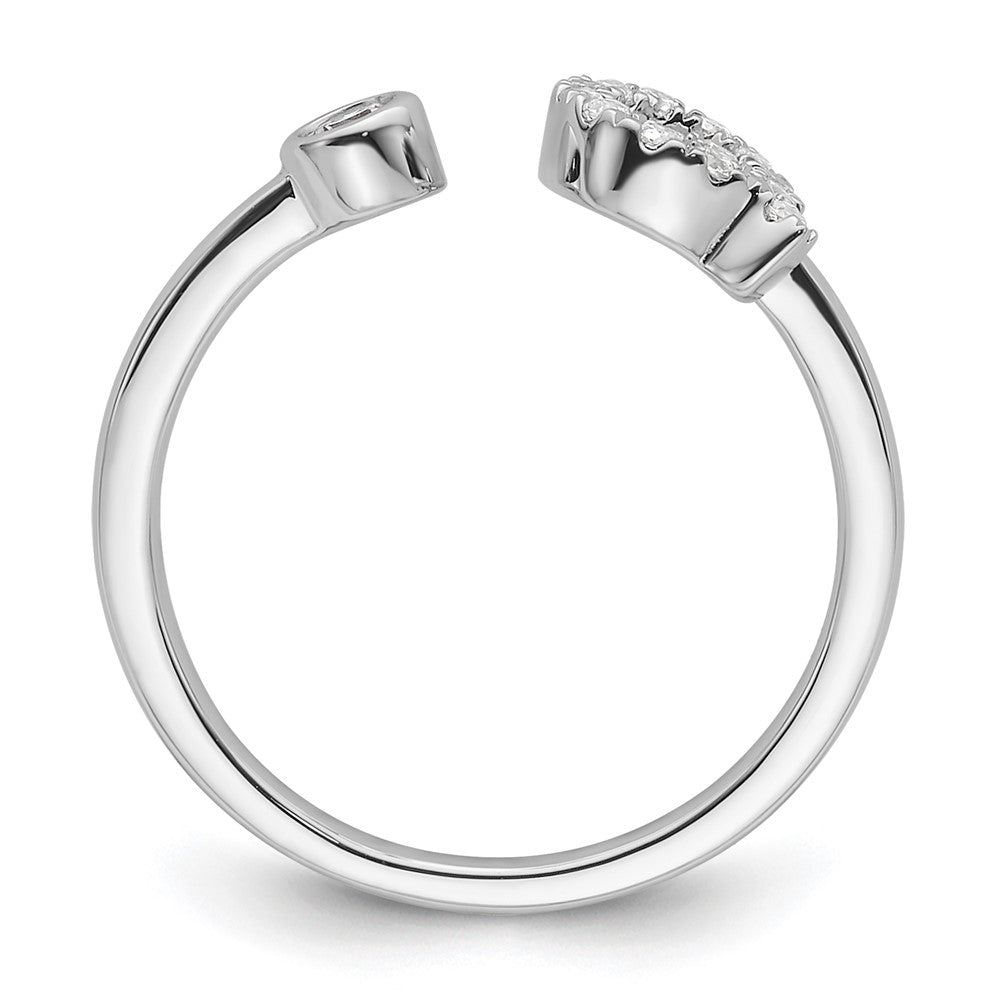 14K Weißgold Ring mit 0,2 ct. laborgezüchteten Diamanten VS/SI+ G+, Initiale Q, verstellbar