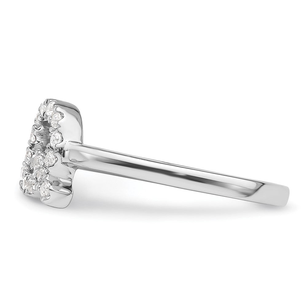14K Weißgold Ring mit 0,2 ct. laborgezüchteten Diamanten VS/SI+ G+, Initiale Q, verstellbar