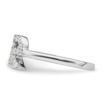 14K Weißgold Ring mit 0,2 ct. laborgezüchtetem Diamanten VS/SI+ G+, Initial R, verstellbar