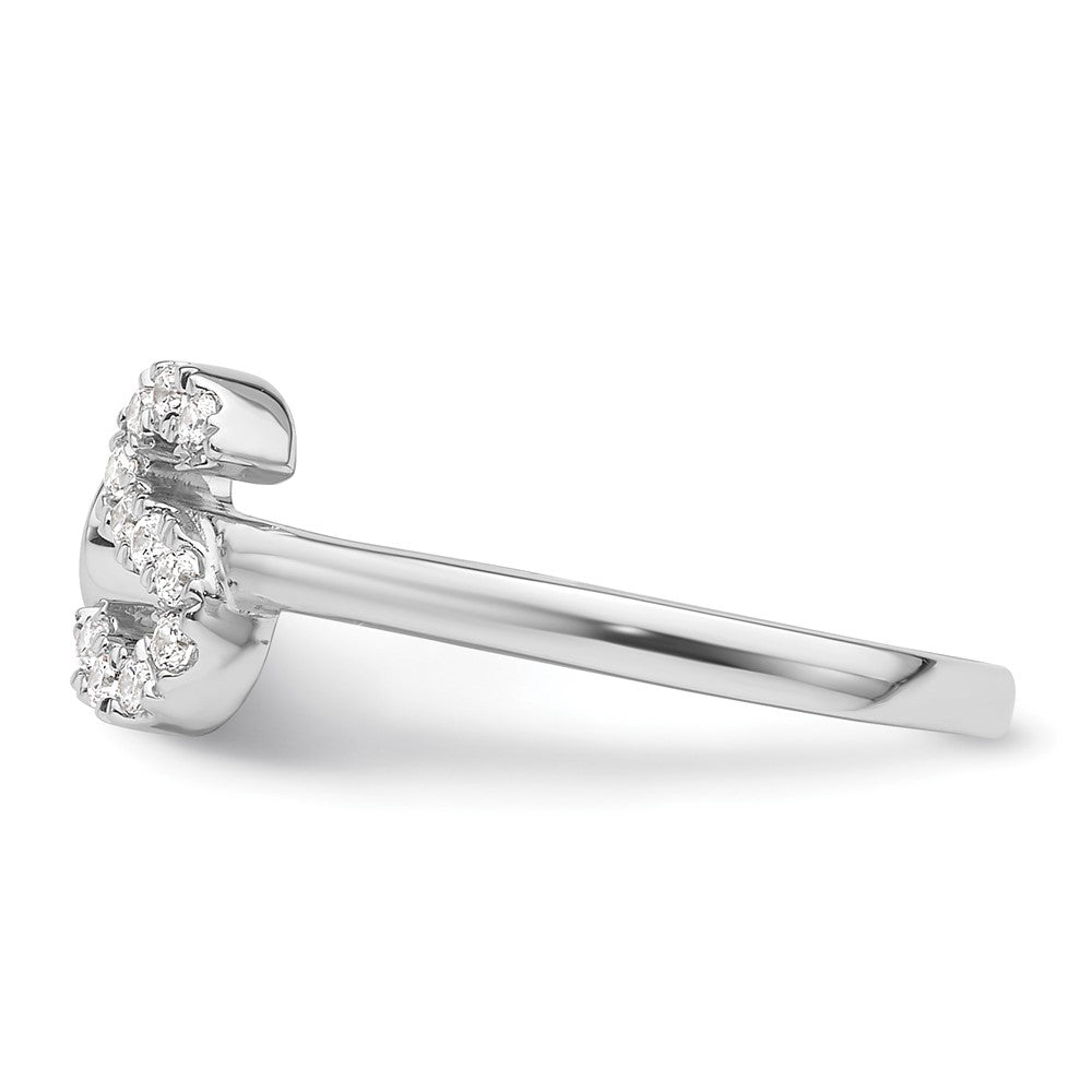 14K Weißgold 0,17 ct. Labordiamant VS/SI+ G+ Initial S Verstellbarer Ring