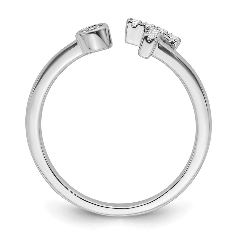 14K Weißgold Ring mit 0,167 ct. Laborgezüchteten Diamanten, VS/SI+ G+, Initial T, verstellbar