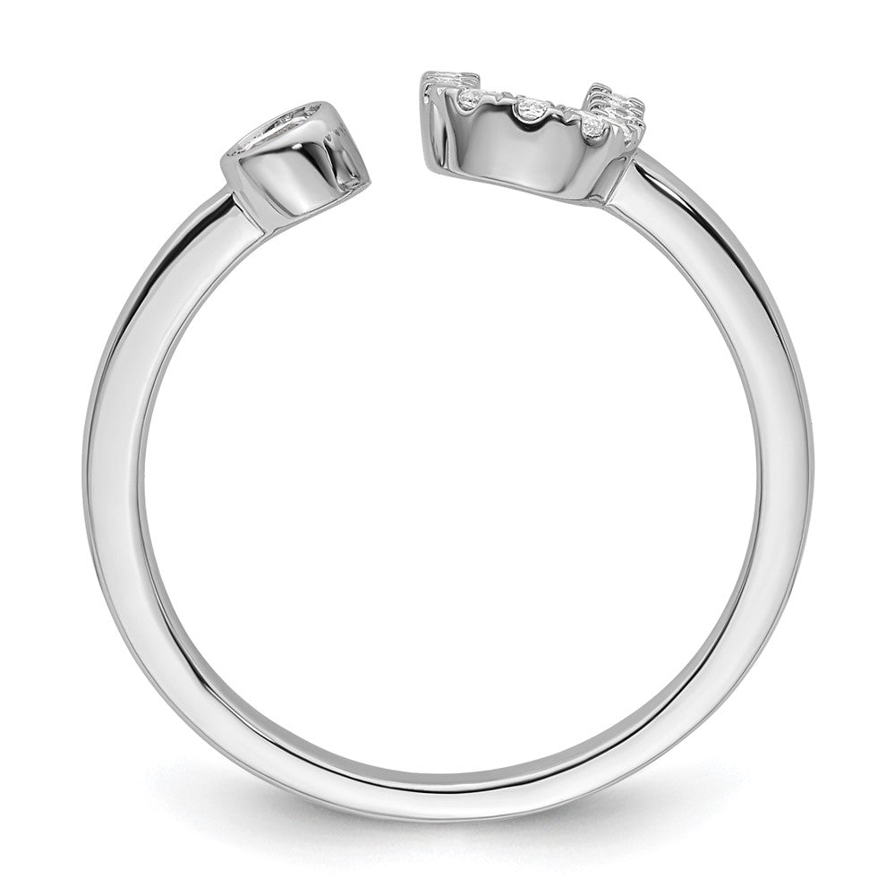 14K Weißgold Verstellbarer Ring mit 0,17 ct. Laborgezüchtetem Diamant VS/SI+ G+ und Initiale U