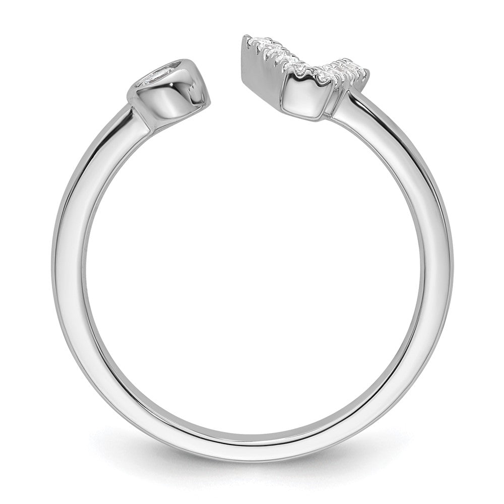 14K Weißgold Ring mit 0,17 ct. laborgezüchtetem Diamant VS/SI+ G+, Initialbuchstabe V, verstellbar