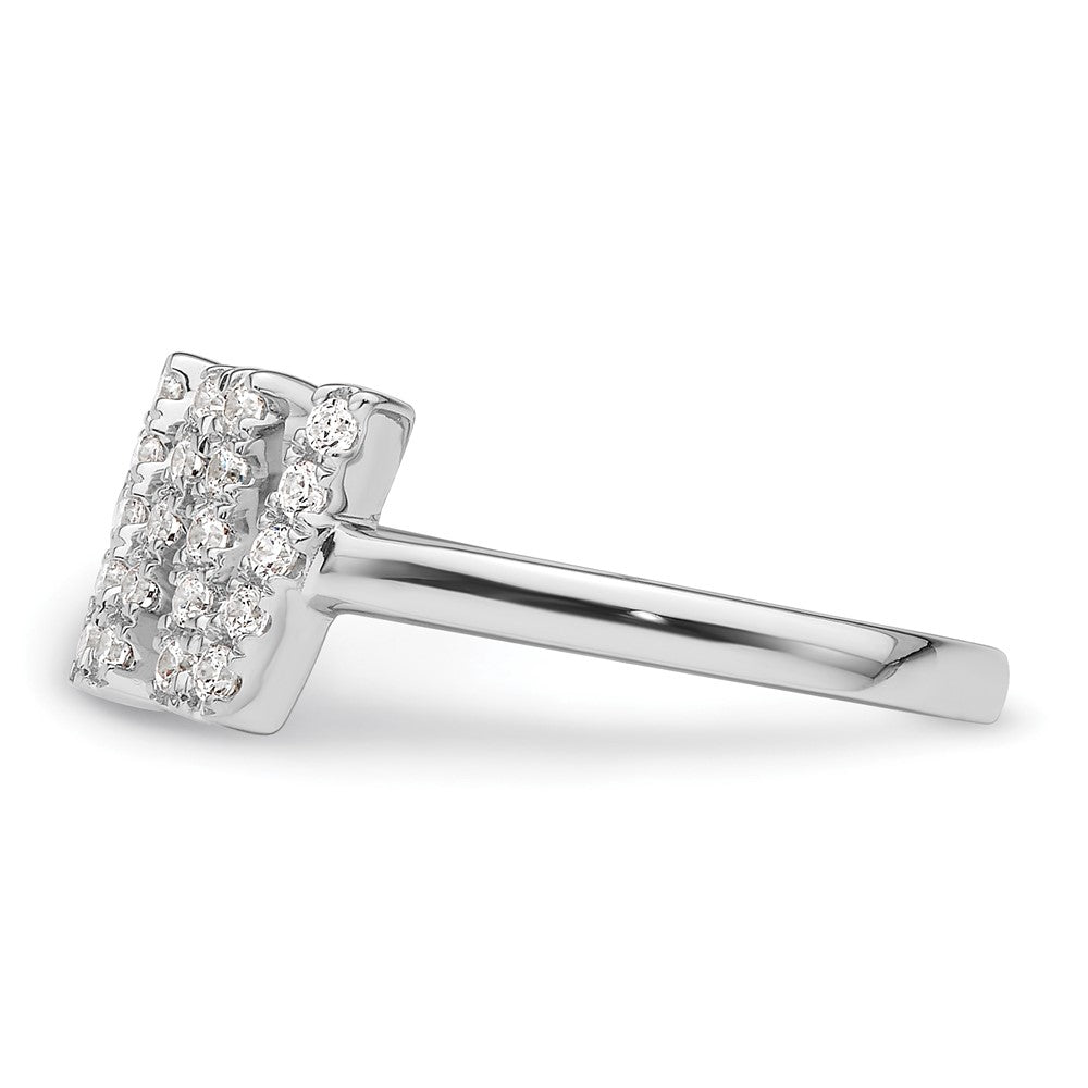 14K Weißgold Ring mit 0,25 ct. im Labor gezüchteten Diamanten VS/SI+ G+, Initiale "W", verstellbar