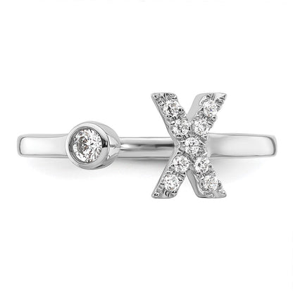 14K Weißgold Ring mit 0,16 ct. Laborgezüchtetem Diamant VS/SI+ G+ Initial X, verstellbar