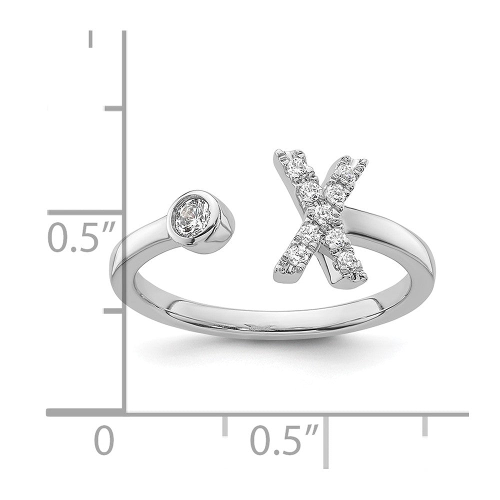 14K Weißgold Ring mit 0,16 ct. Laborgezüchtetem Diamant VS/SI+ G+ Initial X, verstellbar