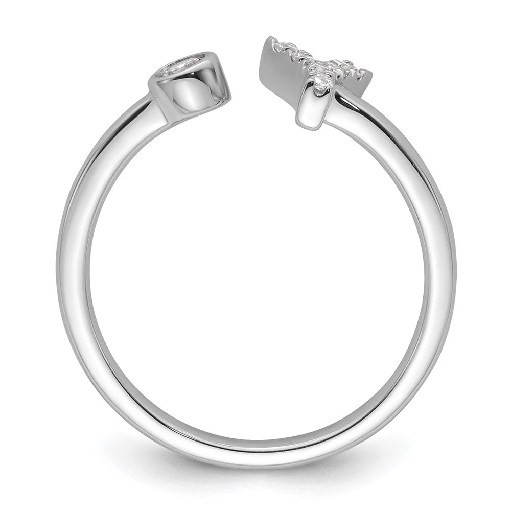 14K Weißgold Ring mit Initiale „Y", 0,125 ct. Laborgezüchteten Diamanten VS/SI+ G+, verstellbar