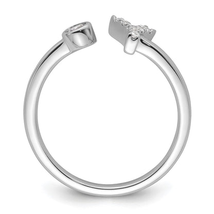 14K Weißgold Ring mit Initiale „Y", 0,125 ct. Laborgezüchteten Diamanten VS/SI+ G+, verstellbar