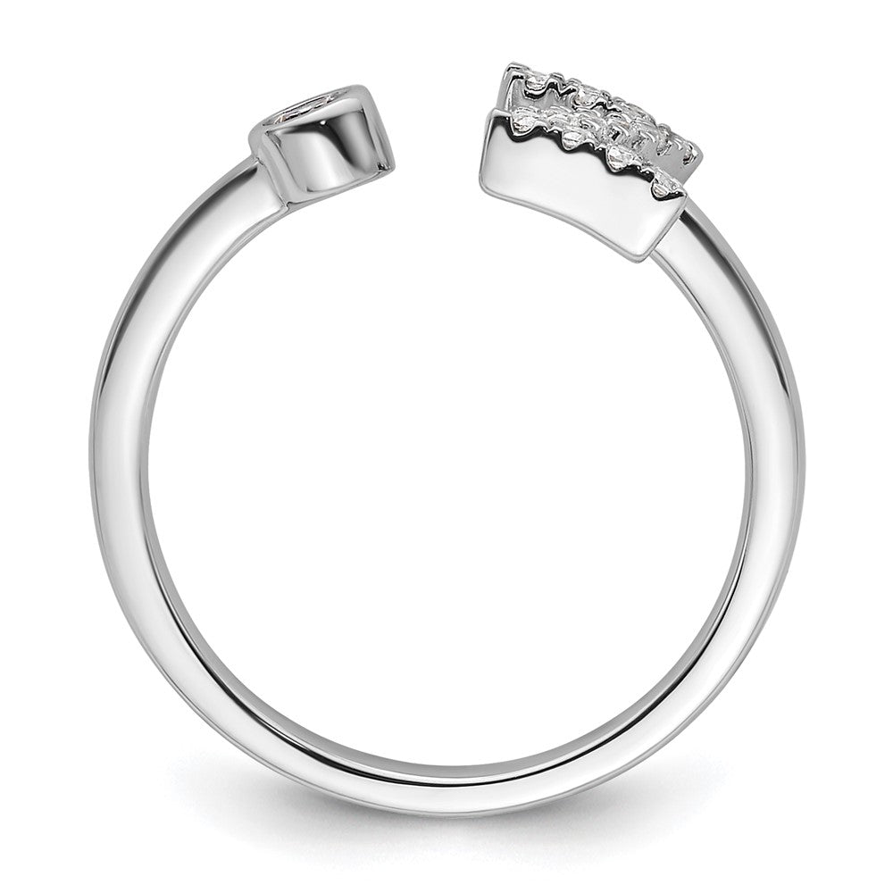 14K Weißgold Ring mit 0,2 ct. Laborgezüchteten Diamanten VS/SI+ G+, Initiale Z, verstellbar