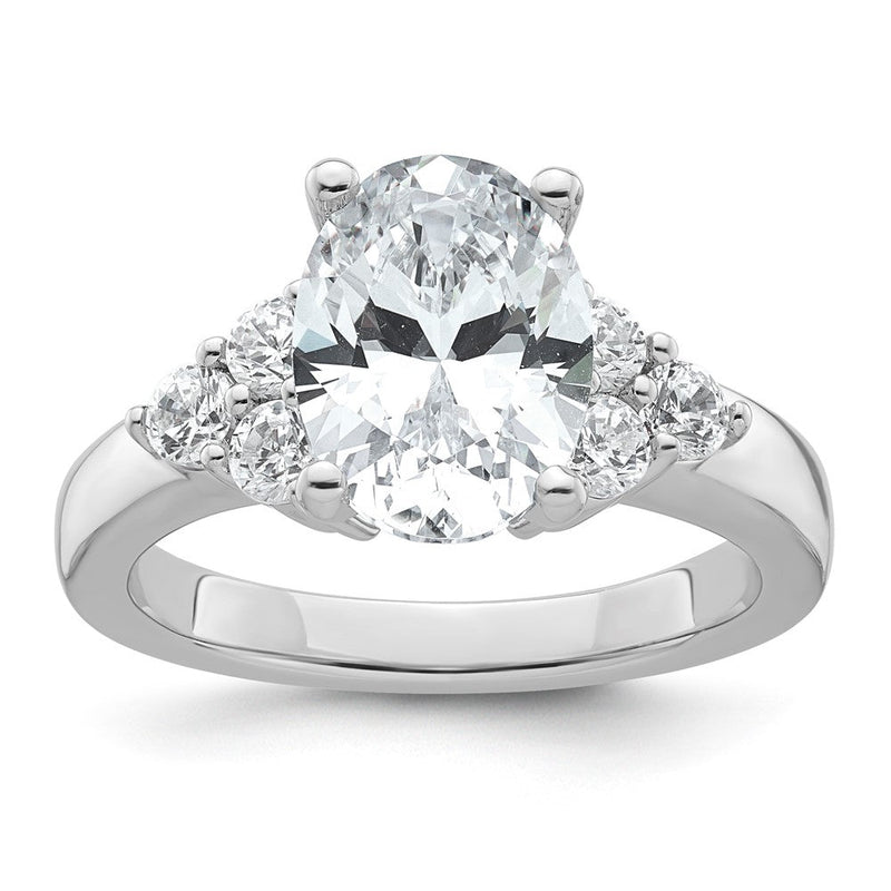 14K Weißgold 1/2 Karat Im Labor Gezüchtet Diamant Vs/si+ G+ Rund 2 1/2 Karat Oval Mittig Halbfassung Verlobungsring
