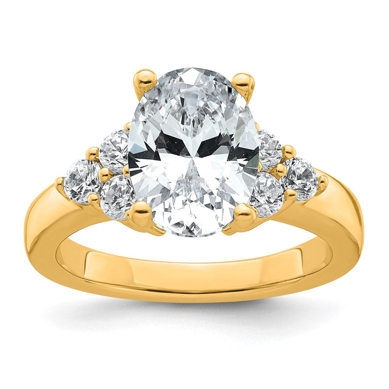 14K Gelbgold 1/2 Karat Im Labor Gezüchtet Diamant Vs/si+ G+ Rund 2 1/2 Karat Oval Mittig Halbfassung Verlobungsring