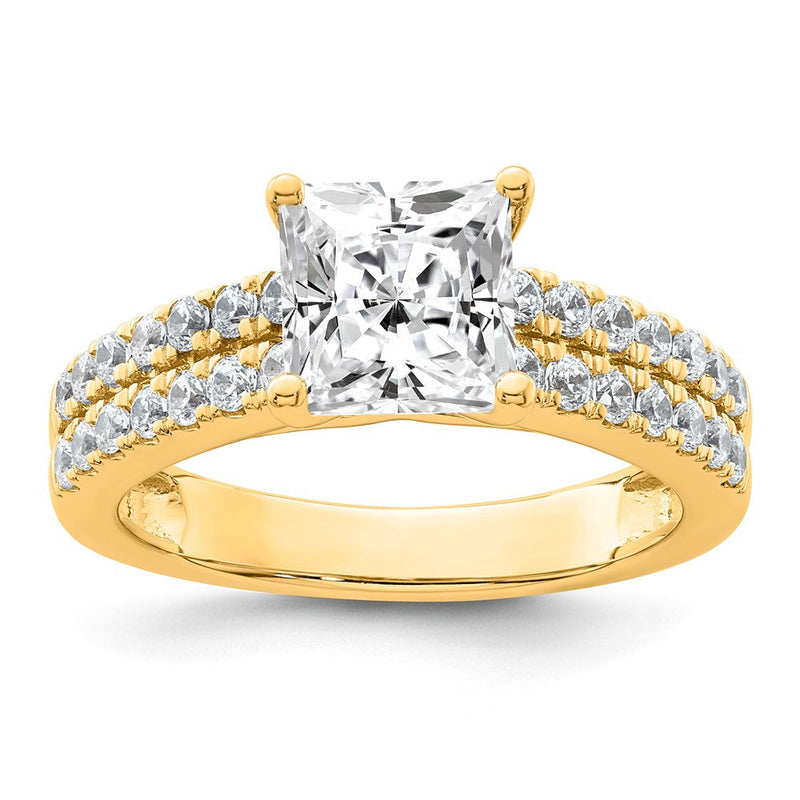 14K Bicolor Vs/si Fgh Zertifiziert Im Labor Gezüchtet Princess Diamant Ring (size 7 Nur)