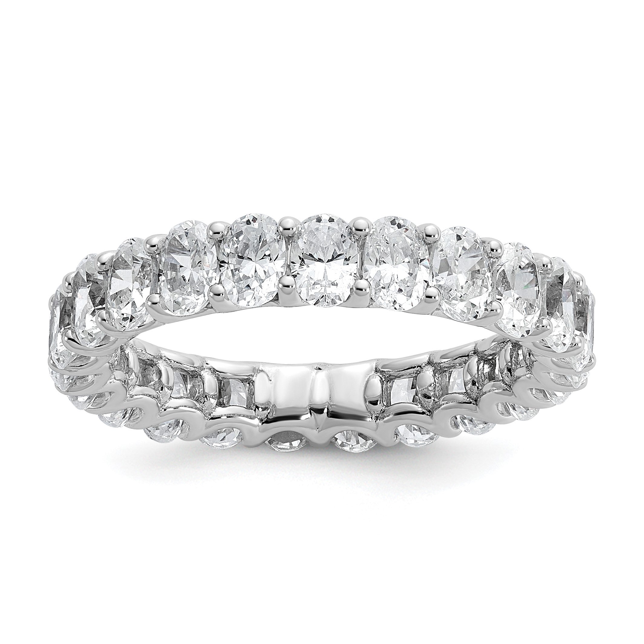 14K Weißgold Memoire-Ring mit ovalen im Labor gezüchteten Diamanten VS/SI+ G+