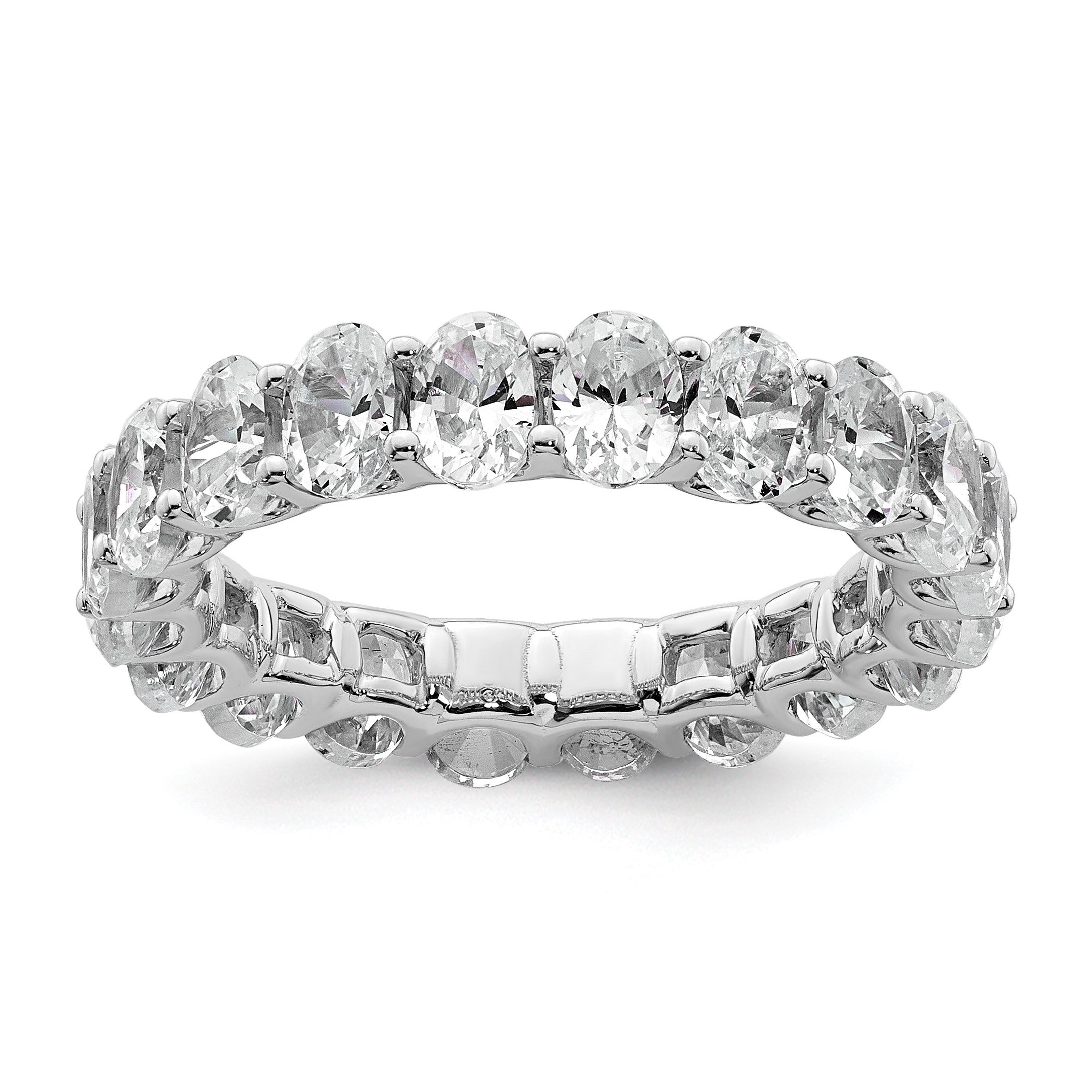 14K Weißgold 14KW Ovaler Labor-Diamant VS/SI+ G+ Memoire Ring