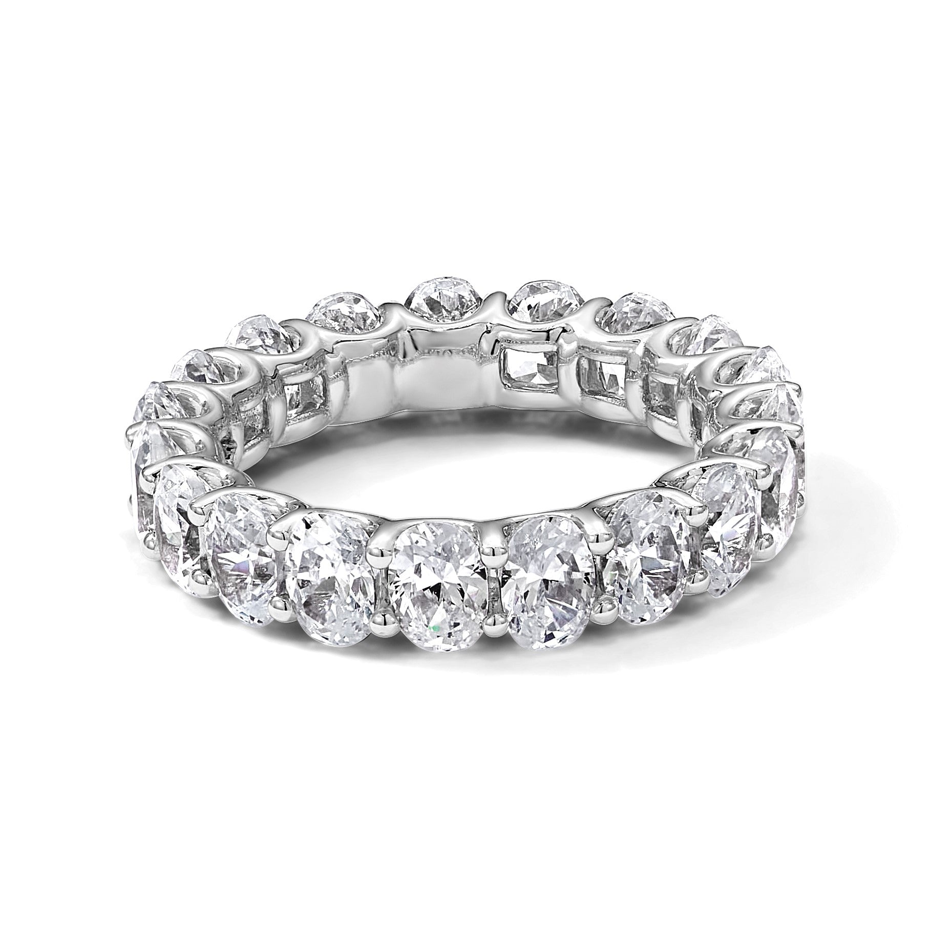 14K Weißgold 14KW Ovaler Labor-Diamant VS/SI+ G+ Memoire Ring