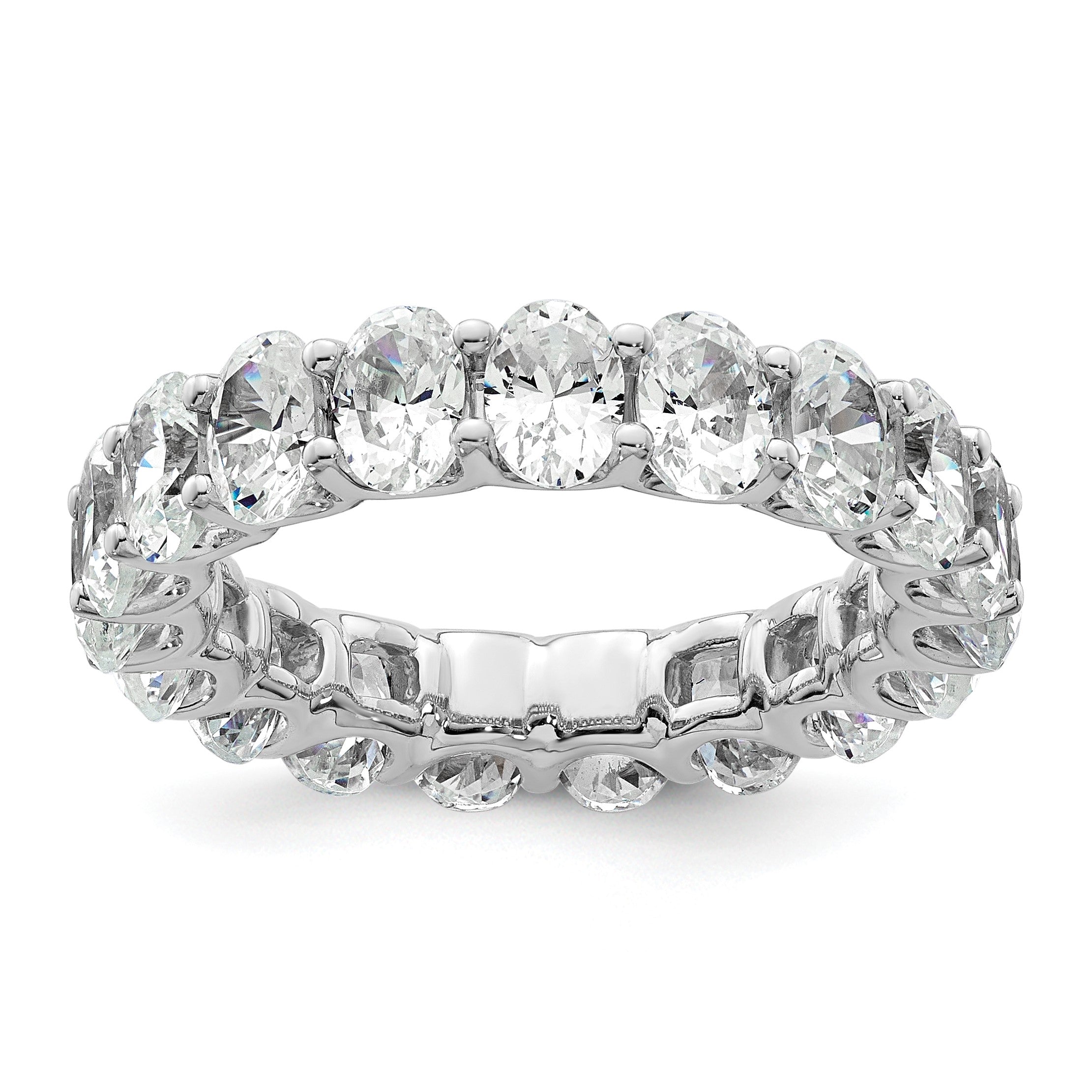 14K Weißgold Memoire-Ring mit ovalen, im Labor gezüchteten Diamanten, VS/SI+ G+, 14KW