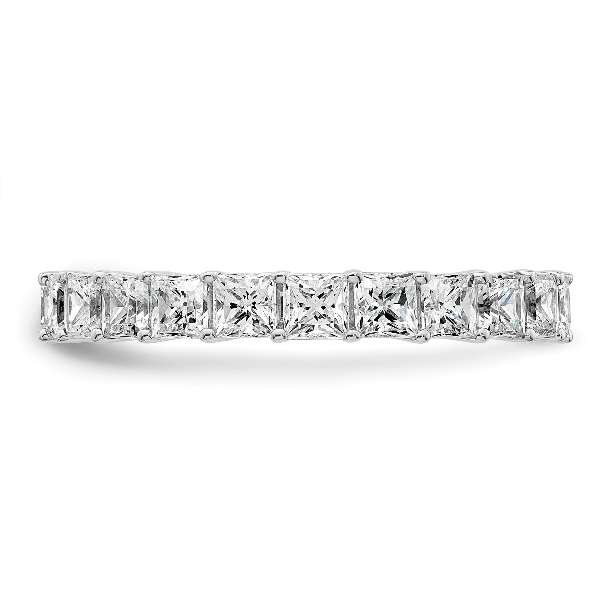 14K Weißgold Memoire-Ring mit Diamanten im Prinzessschliff (Labor gezüchtet, VS/SI+, G+)