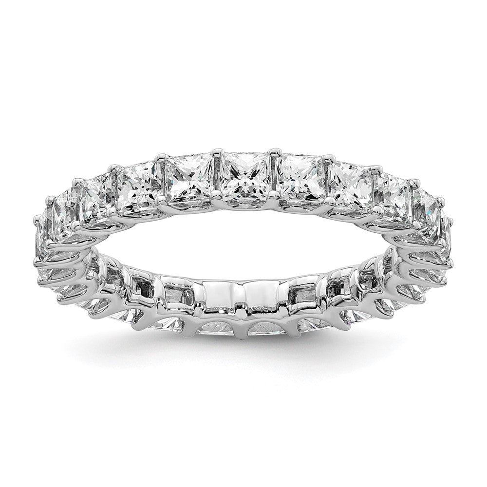 14K Weißgold Memoire-Ring mit im Labor gezüchteten Diamanten im Princess-Schliff, VS/SI+ G+, 14KW