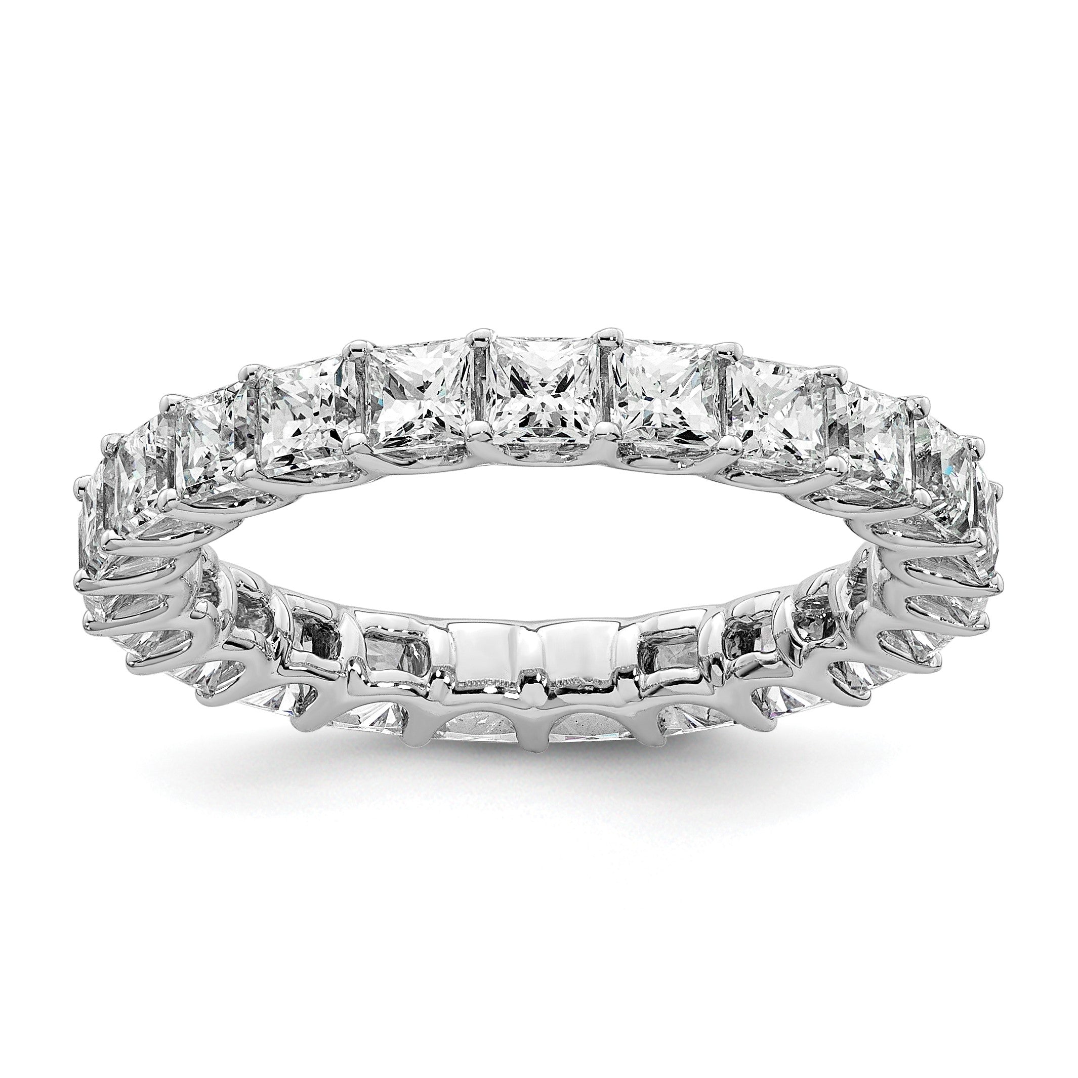 14K Weißgold Memoire-Ring mit Diamanten im Prinzessschliff (Labor gezüchtet, VS/SI+, G+)
