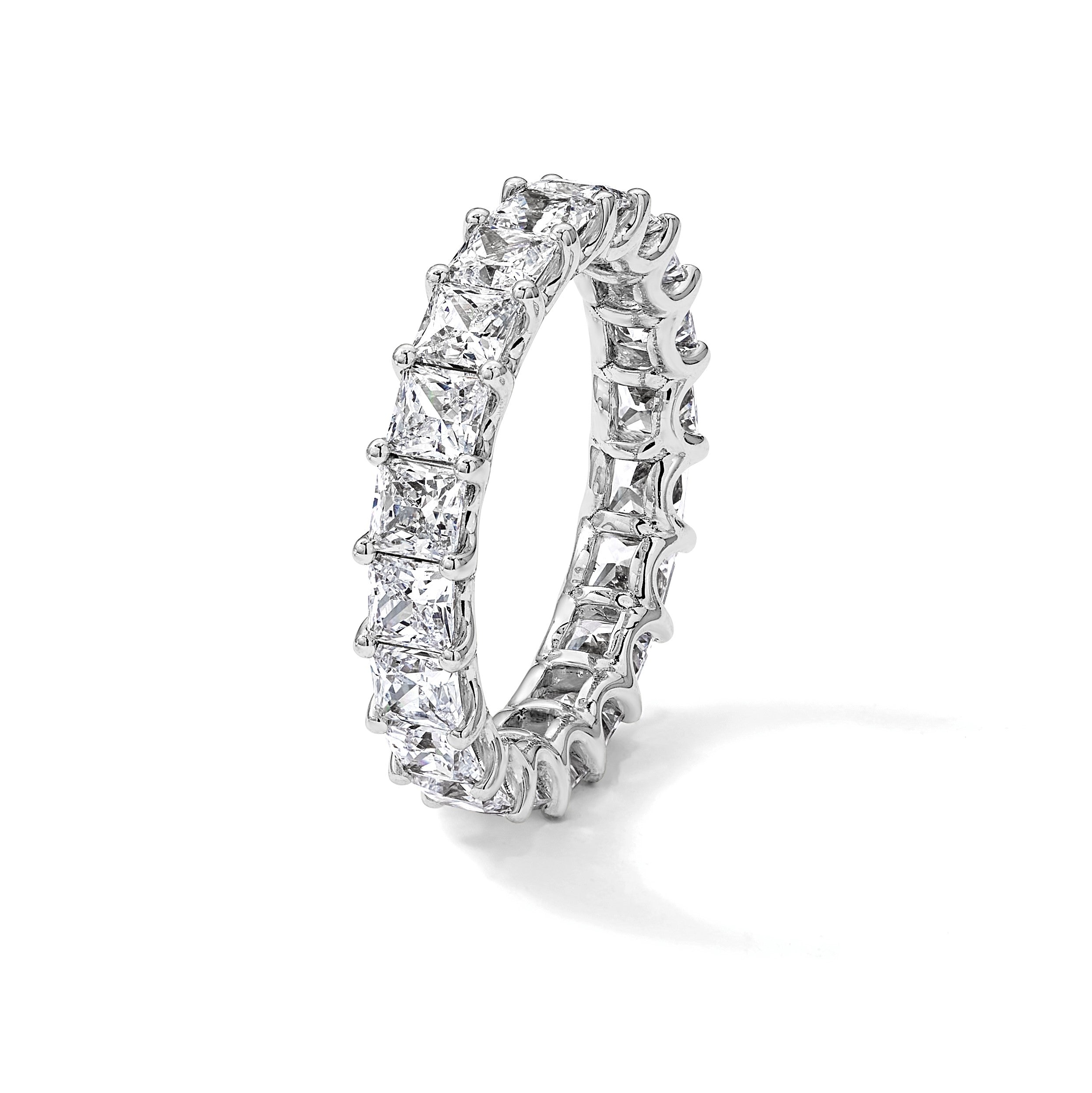 14K Weißgold Memoire-Ring mit Princess-Diamant aus dem Labor, VS/SI+ G+, 14KW
