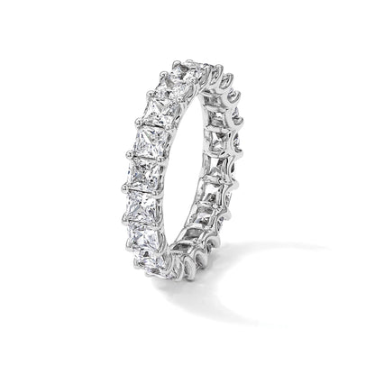14K Weißgold 14KW Memoire-Ring mit Diamanten im Prinzess-Schliff aus dem Labor, VS/SI+ G+
