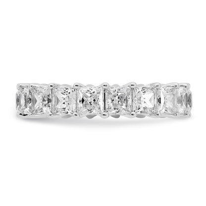 14K Weißgold 14KW Memoire-Ring mit Princess-Diamanten aus dem Labor, VS/SI+ G+