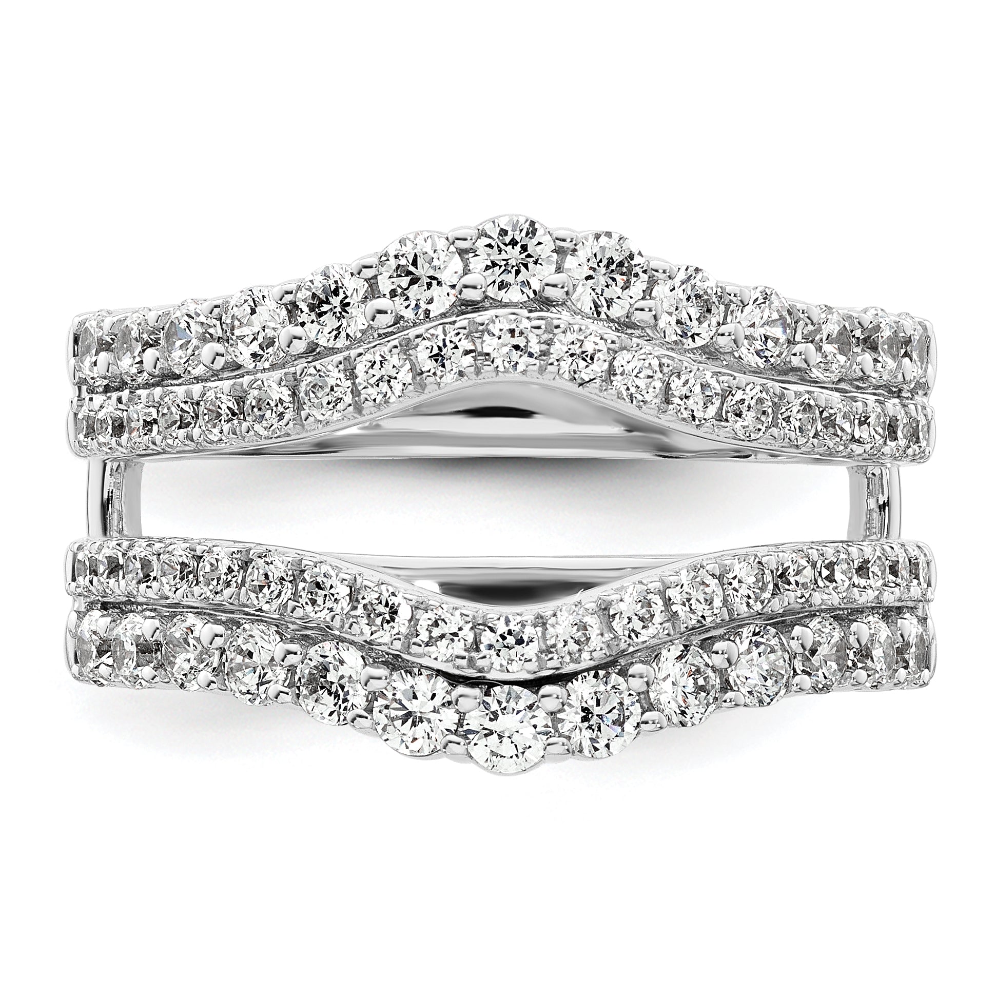 14K Weißgold Ring-Guard mit doppelreihigen, im Labor gezüchteten Diamanten, 1,25 ct., VS/SI+ G+