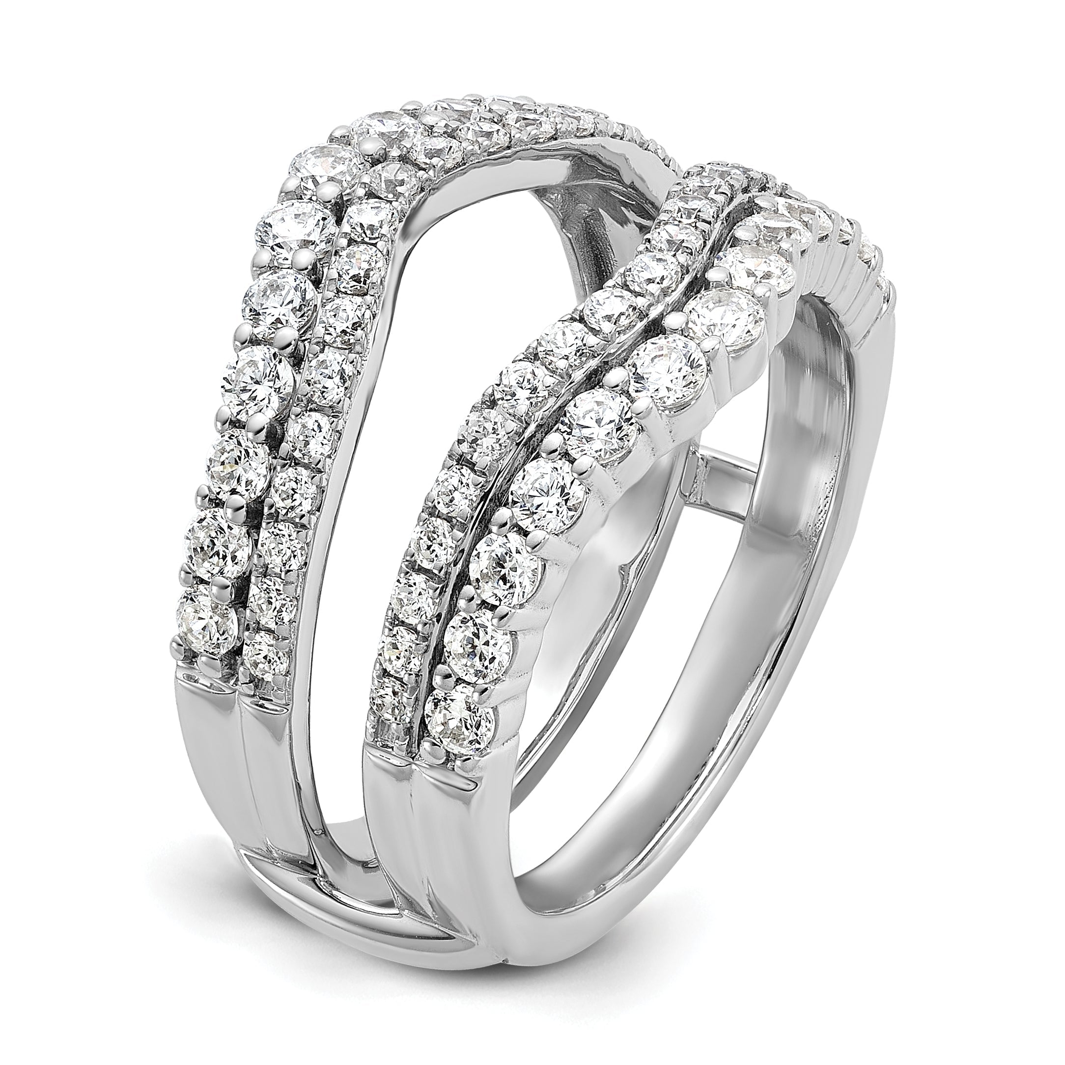 14K Weißgold Ring-Guard mit doppelreihigen, im Labor gezüchteten Diamanten, 1,25 ct., VS/SI+ G+