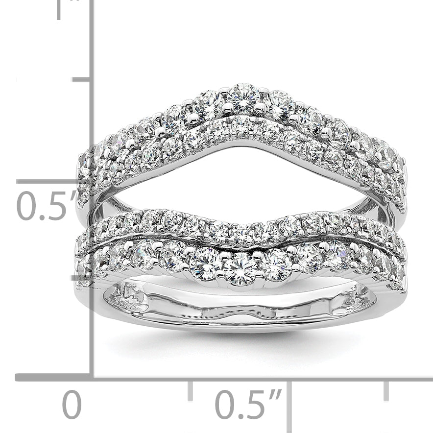 14K Weißgold Ring-Guard mit doppelreihigen, im Labor gezüchteten Diamanten, 1,25 ct., VS/SI+ G+
