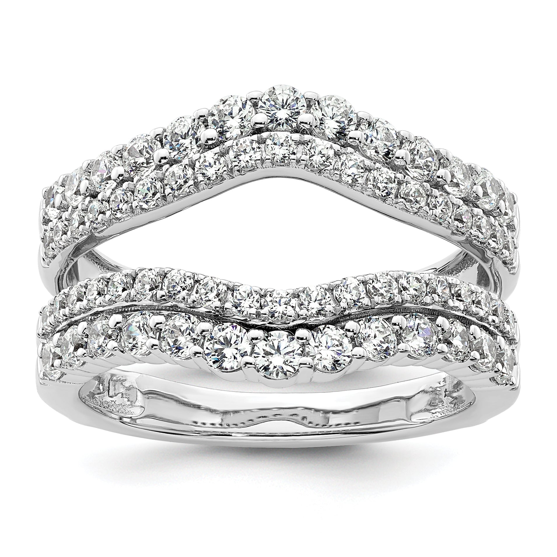 14K Weißgold Ring-Guard mit doppelreihigen, im Labor gezüchteten Diamanten, 1,25 ct., VS/SI+ G+