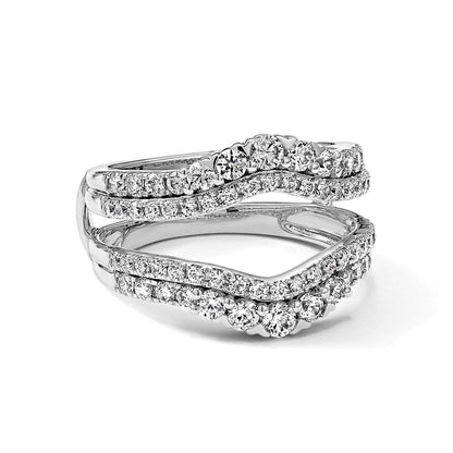 14K Weißgold Ringschutz mit doppelreihigen 1,25 ct. Laborgezüchteten Diamanten VS/SI+ G+