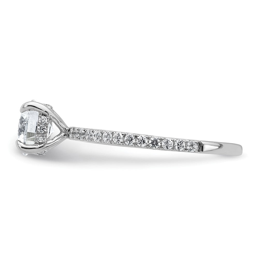 14K Weißgold Verlobungsring mit 0,33 ct. im Labor gezüchtetem Diamant VS/SI+ G+, 1 ct. Mittelstein, Flair Rund Semi Mount