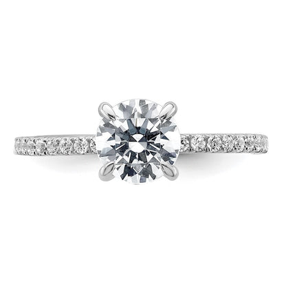 14K Weißgold Verlobungsring mit 0,33 ct. im Labor gezüchtetem Diamant VS/SI+ G+, 1 ct. Mittelstein, Flair Rund Semi Mount