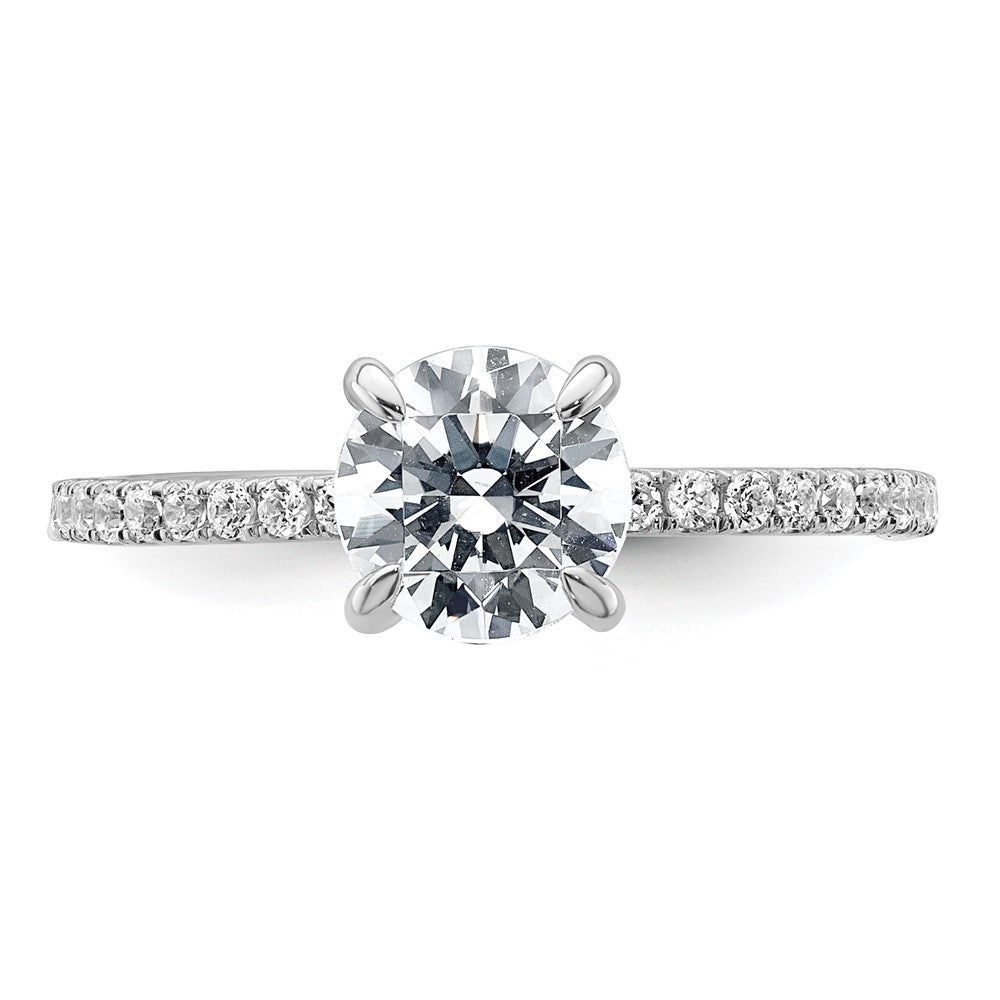 14K Weißgold Verlobungsring mit rundem Laborgezüchtetem Diamant im Flair-Stil, 1,33 ct., VS/SI+ G+