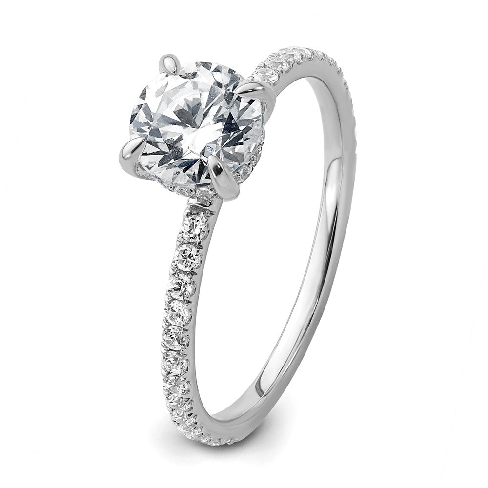 14K Weißgold Verlobungsring mit rundem Laborgezüchtetem Diamant im Flair-Stil, 1,33 ct., VS/SI+ G+
