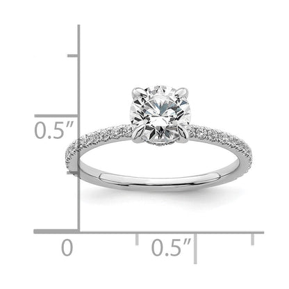 14K Weißgold Verlobungsring mit rundem Laborgezüchtetem Diamant im Flair-Stil, 1,33 ct., VS/SI+ G+