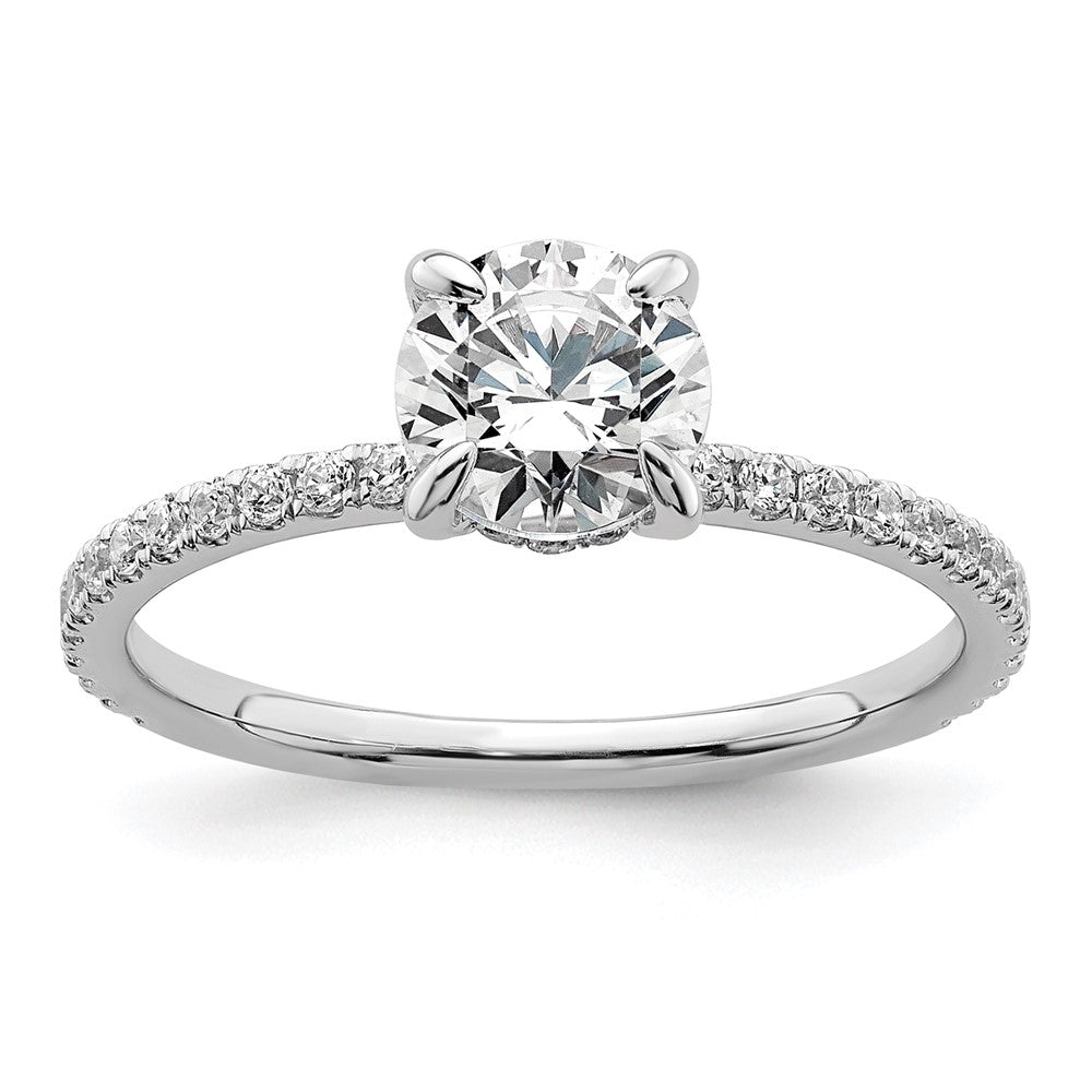 14K Weißgold Verlobungsring mit 0,33 ct. im Labor gezüchtetem Diamant VS/SI+ G+, 1 ct. Mittelstein, Flair Rund Semi Mount