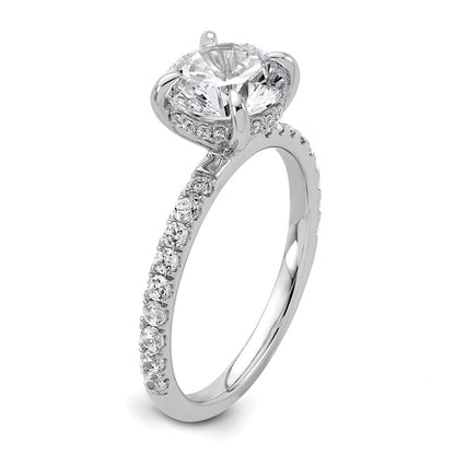 14K Weißgold 0,375 ct. Labor gezüchteter Diamant VS/SI+ G+ 2 ct. Center Flair Rund Verlobungsring