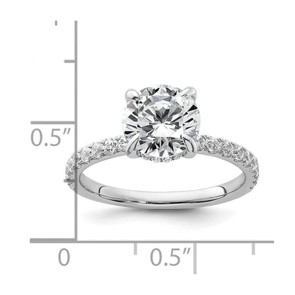 14K Weißgold 0,375 ct. Labor gezüchteter Diamant VS/SI+ G+ 2 ct. Center Flair Rund Verlobungsring