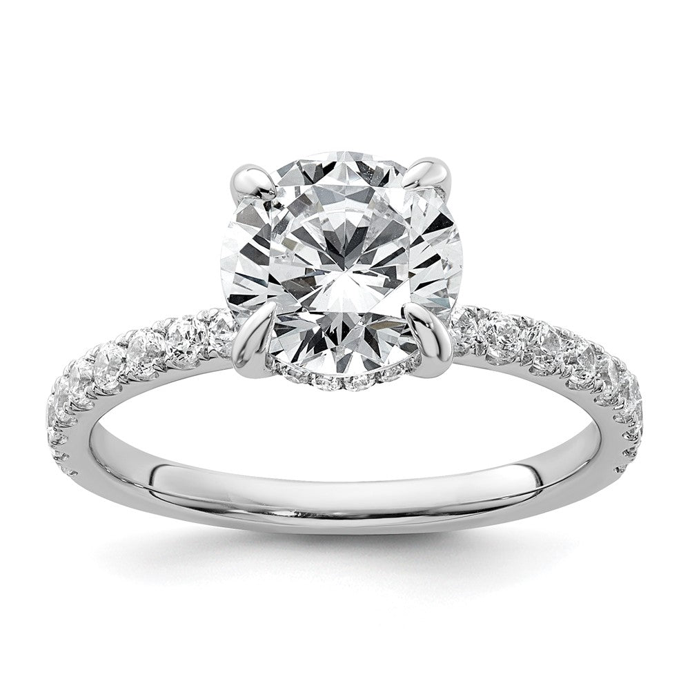 14K Weißgold 0,375 ct. Labor gezüchteter Diamant VS/SI+ G+ 2 ct. Center Flair Rund Verlobungsring