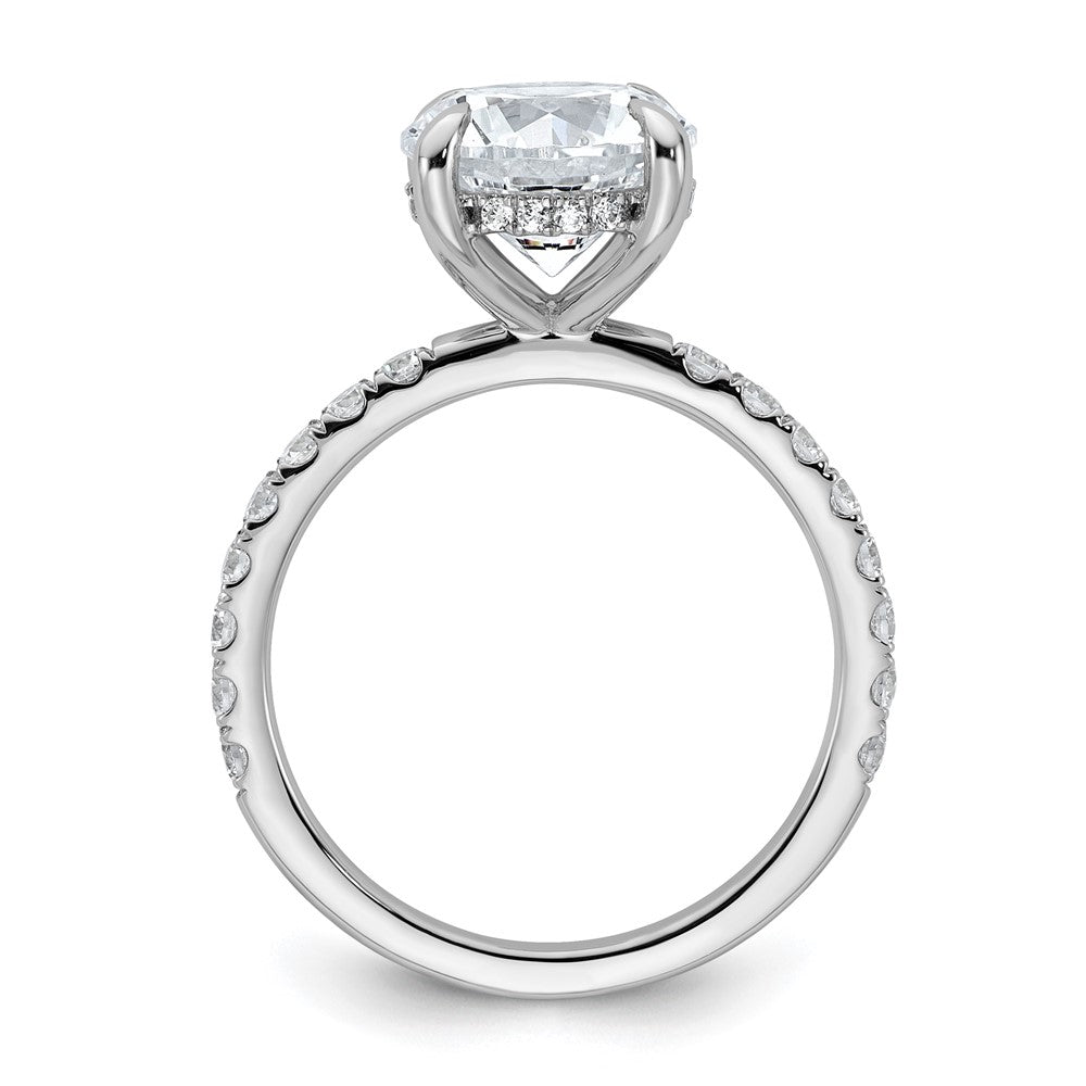 14K Weißgold Verlobungsring mit 0,5 ct. im Labor gezüchteten Diamanten VS/SI+ G+, 3 ct. Mittelstein, Flair-Schliff, rund