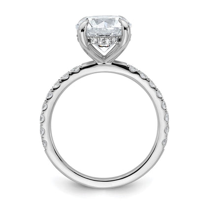14K Weißgold Verlobungsring mit 0,5 ct. im Labor gezüchteten Diamanten VS/SI+ G+, 3 ct. Mittelstein, Flair-Schliff, rund