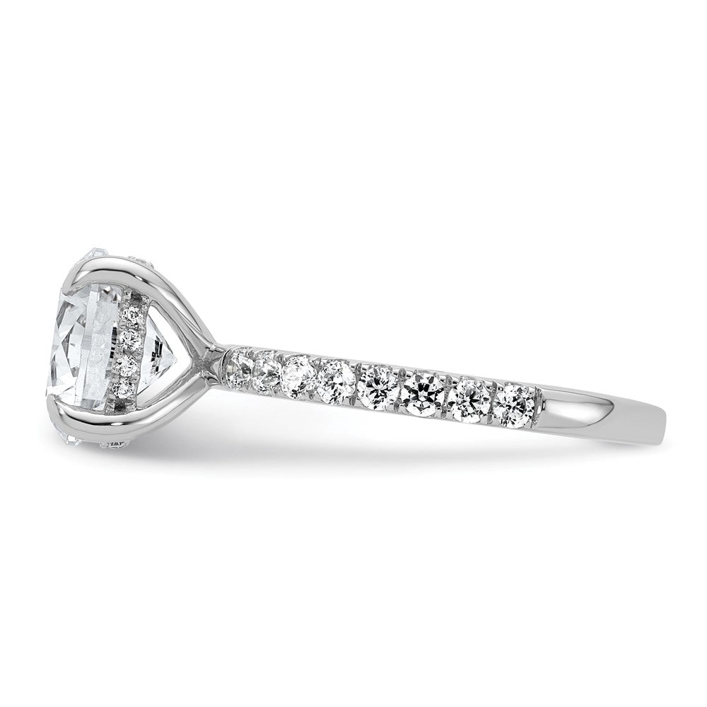 14K Weißgold Verlobungsring mit 0,5 ct. im Labor gezüchteten Diamanten VS/SI+ G+, 3 ct. Mittelstein, Flair-Schliff, rund